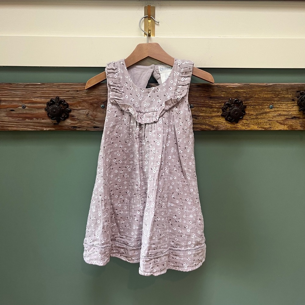 The Prairie by Rachel Ashwell Girls 5T Floral Cotton Gauze Ruffle Dress‎ Mauve